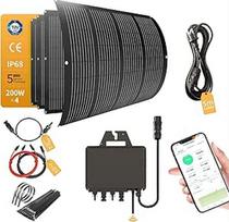 Balkonkraftwerk 800W_RC® MI2S-800D + 200W x 4 lankstūs saulės moduliai + 5 m kintamosios srovės maitinimo jungties kabelis + 1,2 M/2 M x 2 nuolatinės srovės prailginimo kabelis MC4 + nerūdijančio plieno juosta