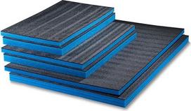 GUARDIQUE daugiasluoksnės putos 600 x 400 x 50 mm, šešėlinės putos, pjovimo ir lupimo, reguliuojamos, "Kaizen" putos, įrankių įdėklas įrankiams, fotoaparatui, įrankių dėžei, įrankių vežimėliui, mėlynos ir juodos spalvos
