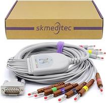 skmeditec EKG/ECG 10 laidų bananinis IEC DirectConnect kabelis, suderinamas su Schiller AT10, AT101, AT102-Plus, AT104, AT110, AT3, AT5, AT6, AT60, AT3, AT5, AT6, AT60, pakaitalas su 15 kontaktų jungtimi KKB007, CB-721014R/1