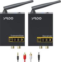 YMOO 2.4GHz Audio Radio Transmission Transmitter Receiver Kit, RCA 3.5 mm Jack Audio Adapter, 20 ms Low Latency, 48 kHz / 24 Bit HiFi Stereo for TV/PC to Speaker/CD Player/Amp, 320 Feet