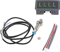 Žalias 4 skaitmenų LED variklio tachometras RPM greičio matavimo matuoklis, variklio RPM su NPN salės artumo jungiklio jutikliu, didelio tikslumo 0,56 colio LED ekranas, skirtas pramonei ir automobiliams