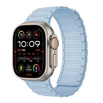 Magnetinis dirželis skirtas Apple Watch Ultra 2 49mm 44mm 45mm 38mm 42mm 41mm diržas Silikoninė apyrankė iWatch Series 8 7 6 5 9 Se 40 mm apyrankė 38mm 40mm 41mm šviesiai mėlyna spalva