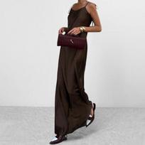 Sexy Hot Girl Fashionable Satin Draped Lace-up Off-shoulder Sleeveless High Waist Suspender Dress for Women S ruda