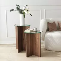Staliukų komplektas (2 dalys), Hanah Home, Riešutas, 40 x 60 x 60, cm