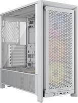 "CORSAIR Frame 4000D RS ARGB" modulinė vidutinio aukščio ATX kompiuterio dėžė - didelis oro srautas, 3X iš anksto sumontuoti RS ARGB ventiliatoriai, ASUS BTF, MSI Project Zero, Gigabyte Project Stealth - balta