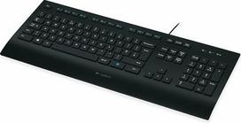 "Logitech K280e Pro" laidinė verslo klaviatūra "Windows", "Linux" ir "Chrome", USB prievadas, atrama delnams, atspari purslams, kompiuteriui / nešiojamajam kompiuteriui, vokiškas QWERTY išdėstymas - juoda