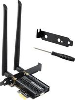 "WiFi 6E" 5400Mb/s PCIe WLAN kortelė su "Bluetooth 5.3", "Intel WiFi 6E AX210" mikroschemų rinkinys, trijų dažnių juostų (6 GHz/5 GHz/2,4 GHz) WLAN tinklo plokštės adapteris, skirtas "Windows 11/10" (64bit)