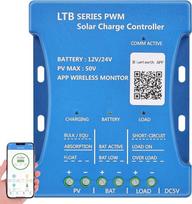 DERUXI 20A 12V/24V PV50V "Bluetooth" saulės įkrovimo valdiklis Saulės kolektorių įkroviklis PWM išmanusis saulės įkrovimo valdiklis USB prievadas, švino rūgšties, LiFePO4, ličio baterija
