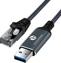 Thzzhnno USB-Ethernet adapteris 1M, USB 3.0 A-RJ45 vyriškos lyties kabelis, tiesiogiai prijungtas prie Gigabit LAN tinklo, suderinamas su nešiojamuoju kompiuteriu, PC, MacBook, komutatoriumi, Windows, MacOS, Linux