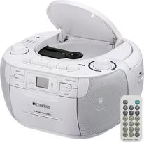 "Retekess TR621" nešiojamasis CD radijas, kasetinis CD grotuvas, stereo su AM FM radiju, kasetiniu magnetofonu, USB/TF/ ausinėmis, su nuotolinio valdymo pultu (baltas)