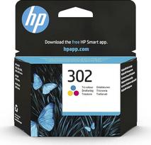 HP 302 žydros, purpurinės ir geltonos spalvų rašalo kasetė