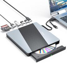 "Alxum" išorinis CD diskas nešiojamajam kompiuteriui Išorinis DVD ir CD diskas su SD/TF kortelių skaitytuvu ir USB 2.0 USB 3.0 prievadais, CD diskas, skirtas nešiojamajam kompiuteriui, staliniam kompiuteriui, "MacBook", "Windows", "Linux", "Mac OS", "Vist