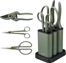 "Fiskars Urban Plant Care Care" 1075317 3 dalių žirklės augalams ir gėlėms su laikikliu, mažos žirklės augalams su laikikliu, nerūdijantis plienas/plastikas, tamsiai žalios/juodos spalvos