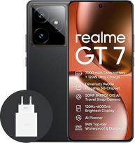 "realme GT7" 5G išmanusis telefonas, 12 + 256GB, 7000 mAh baterija, 120 W įkrovimas, "Dimensity 9400e" mikroschemų rinkinys, 50 MP kamera IMX906, AI planeris, 6000 nitų "Pro-Esports" 120 Hz ekranas, IP69, juodas, išskirtinis "Amazon