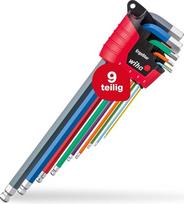 "Wiha" veržliarakčių rinkinys 9 dalių "ErgoStar" laikiklyje I 1,5 mm - 10 mm I Šešiakampė rutulinė galvutė I Spalvotas šviečiantis I Kampinių raktų rinkinys (43849)