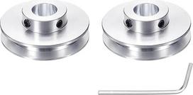 1 x vieno griovelio skriemulys, 14 mm fiksuotas skylė, 50 mm OD aliuminio lydinio mechaninis skriemulys su šešiakampiu raktu 6 mm PU apvaliam diržui