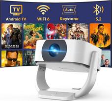 Integruotas programų projektorius, E-Focus/automatinės krypties korekcijos mini projektorius 4K 1080P, "WiFi Buetooth" nešiojamasis projektorius 50 % priartinimas 270° pasukamas projektorius, skirtas namų kinui / lauko kinui, suderinamas su