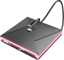 Išorinis "Mac" kompaktinių diskų diskas su RGB, DVD grotuvas nešiojamajam kompiuteriui, USB 3.0 USB C kompaktinių diskų įrašymo išorinis diskas, DVD skaitytuvas, rašomasis ROM diskas, suderinamas su nešiojamuoju kompiuteriu "Mac", "Windows 11/10/8/7 Linux