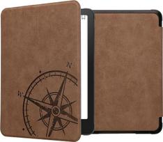 kwmobile dėklas, suderinamas su "Amazon Kindle Paperwhite" (12th Gen 2024) / "Kindle Colorsoft" - dirbtinės odos apsauginis elektroninės skaityklės dėklas - Compass Vintage Brown