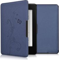 kwmobile Klapphülle kompatibel mit Amazon Kindle Paperwhite Hülle - eReader Case (für Modelle bis 2017) - Ranken Schmetterling Dunkelblau