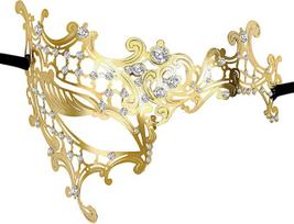 OIDEA Venezianische Karnevalsmaske aus Metall: Kailinės kaukės moterims: Halbgesichtsmasken für Damen, hohl, mit Strass, glänzend, luxuriös, für Kostüm, Abschlussball, Make-up, Maskerade - Geschenk für Damen