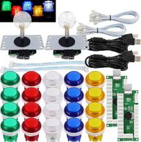 SJ@JX Arcade 2 žaidėjų žaidimų valdiklis Stick DIY rinkinys LED mygtukai MX Microswitch 8 Way Joystick USB Encoder kabelis PC MAME Raspberry Pi Colour Mix