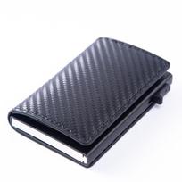 Anglies pluošto kreditinės kortelės laikiklis piniginė vyrams RFID išmani metalinė plona minimalistinė piniginė maža juoda piniginė metalinė piniginė