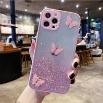 Taikoma IPhone16Promax mobiliojo telefono dėklui Apsaugantis akis Blizgus rožinis drugelis 1413 Apple 15 Apsauginis dėklas Prabangus iPhone16