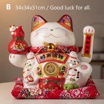 34cm Didelis Keraminis Maneki Neko Papuošalas Laimės Katės Statulėlė Mojuojanti Rankyte Šaukianti Laimę Katė Parduotuvės Įmonės Dekoras Dovana