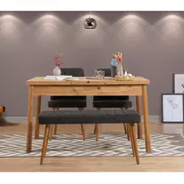 Ištraukiamas valgomojo stalo ir kėdžių rinkinys (4 dalys), Hanah Home, Atlanto pušis Antracitas, 120 x 77 x 75, cm