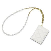 Portable ID Badge Holder with Detachable Chain Beads Neck Lanyard Sheepskin Fold Card Holder Work ID Name Badge Lanyard Wallet