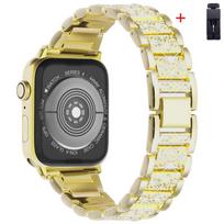 Moteriškas dirželis Apple Watch apyrankei 44mm 40mm 49mm 45mm 41mm 42mm 45mm Deimantinė apyrankė Correa iWatch Series Ultra 8 SE 7 6 5 4 3 38mm-40mm-41mm auksas