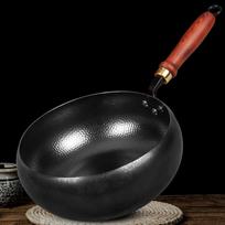 Nelipnus Wok, 24 cm Wok ir keptuvės, Rankinio kalimo keptuvė, Plokščias dugnas, Wok keptuvė indukcinėms, elektrinėms ir dujinėms viryklėms 24cm wok with LID