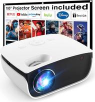 T TOPVISION Mini Projector, 7500L Portable Home Cinema Projector Support 1080P Full HD LCD [Screen Included] Video Projector Compatible with Smartphone/TV Stick/PS5/PC/Laptop, USB