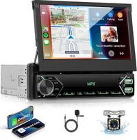 VECHTEL automobilinis radijas 1 DIN su laidiniu "Carplay" ir "Android", 7 colių IPS automobilinis radijas su "Bluetooth", atlenkiamu jutikliniu ekranu, FM radiju, "Mirror Link", USB, SWC, mikrofonu, atbulinės eigos kamera