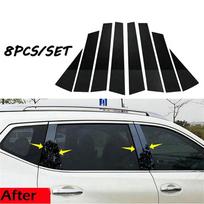 8 vnt. Pianino juodos spalvos langų statramsčių ir durų apdailos dangteliai, skirti Nissan Rogue 2014-2020 black
