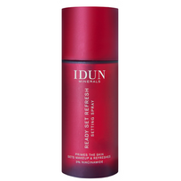 IDUN Minerals Ready Set Refresh Setting Spray daugiafunkcinė veido dulksna su niacinamidu, 50 ml