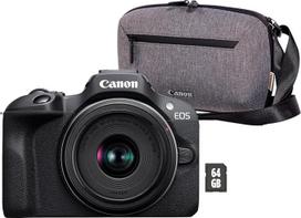 "Canon EOS R100" + RF-S 18-45mm F4.5-6.3 IS STM objektyvas + fotoaparato krepšys + 64GB SD kortelė. Pradinio lygio veidrodinis fotoaparatas, skirtas šeimoms, kad jos galėtų įamžinti ilgai trunkančius prisiminimus, suderintas su kasdien naudojamu kompaktin