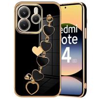 Dėklas Xiaomi Redmi Note 14 5G (ne 4G) Silikoninis raštas Cœur Anti-Rayure su apyranke - Juodas