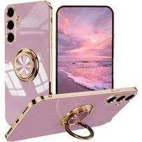 Dėklas Samsung Galaxy A56 5G - BOOLING - Minkštas silikoninis apsauginis dėklas su besisukančiu žiedu, violetinis violetinė