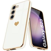 Dėklas Samsung Galaxy S23 - Širdelės raštas - Minkštas - Atsparus įbrėžimams - Prabangus - Baltas balta