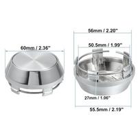 Nauji 4 vnt. Rato centro gaubteliai Universalūs ratlankio chromuoti stebulės gaubteliai 60 mm Be logotipo Sidabinis pagrindas