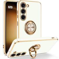 Case for Samsung Galaxy S23 - Luxury Elegant - Anti-Scratch - Flexible TPU with Ring balta