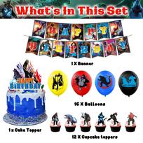 New 30pcs Godzilla Party Decorations include Cake Toppers, Balloons, a Banner