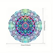 Vibrant 10-Inch 2D Kinetic Mandala Wind Spinner - 360° Rotating Metal Wall/Patio Decor with Hypnotic Geometric Patterns 01A