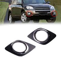 Naujas 2 vnt. priekinio buferio rūko žibinto dangtelio apdailos komplektas, skirtas Toyota RAV4 2009-2013 m., juodas + chromas