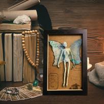 Prakeiktų daiktų „Dead Shadow Box“ ekranas rankų darbo baisus mumifikuotas lavono meno ornamentas One Size