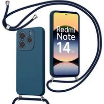Case for Xiaomi Redmi Note 14 5G (not for 4G), Soft Navy Blue TPU Anti-Scratch with Shoulder Strap