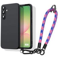 Case - BOOLING - for Samsung Galaxy A56 5G - Black Silicone - Removable Tricolor Lanyard - Shockproof juoda