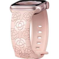 Bracelet for Apple Watch Series 11 10, 9 8 SE 7 6 5 4 3 2 1 Ultra 2/3, 42mm-44mm-45mm-46mm-49mm Silicone Camellia Pattern - Pink rožinė